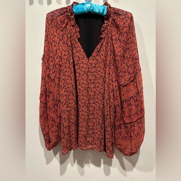 KOBI HALPERIN Mckenna Peasant Blouse / Size Medium / - Picture 2 of 9